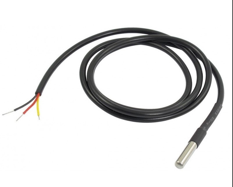 DS18B20 Water Proof Temperature Probe – Black (1m) Original Chip