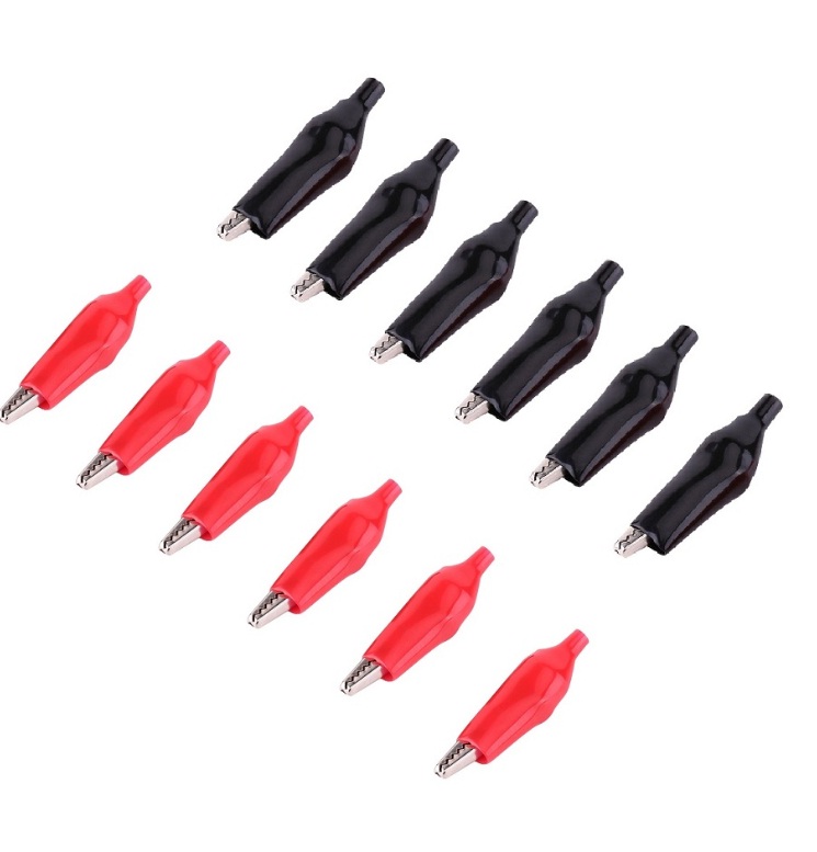 Alligator (Crocodile) Clip Red+Black 6-pair-(12Pcs)