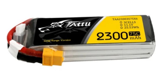 TATTU 2300mAh 11.1V 75C 3S1P Lipo Battery.