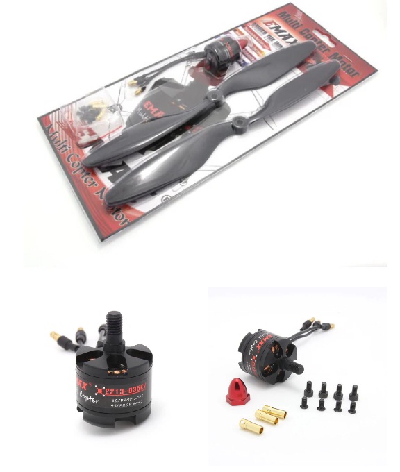 EMAX MT2213 935KV Brushless DC Motor – Red Cap (CCW) With 1045 ABS Black Propellers Combo (Original).